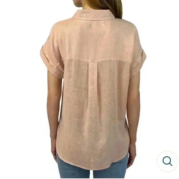 ❤️ Jachs Girlfriend Short Sleeved Linen Blend Blouse Small Pink Lightweight Top - Picture 12 of 14
